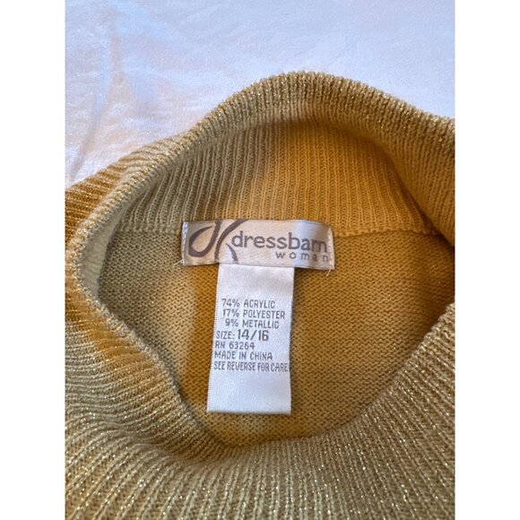 Dressbarn Christmas Gold Sweater 14/16 Textured Design Long Sleeve Lightweight - Picture 3 of 7